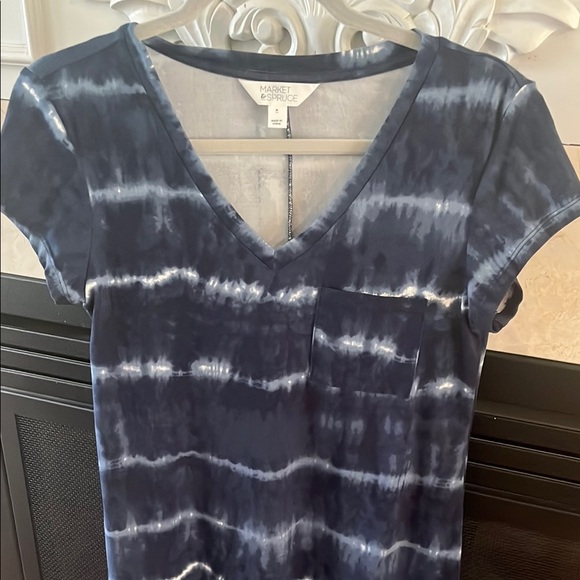 Market & Spruce Blue Tie-Dye V-Neck dress - Picture 2 of 4
